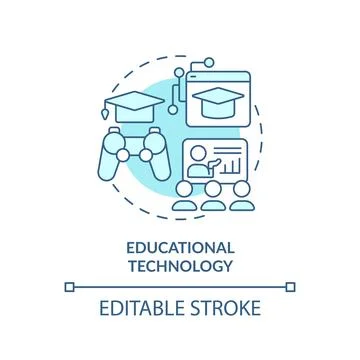 Thin line blue icon educational technology concept イラスト素材