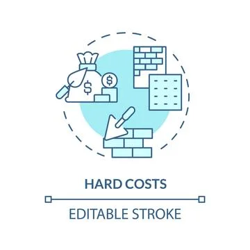 Thin line blue icon hard costs concept 库存插图