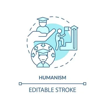 Thin line blue icon humanism concept Stock Illustration