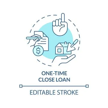 Thin line blue icon one time close loan concept Stock Illustration