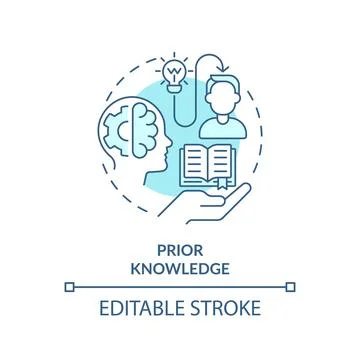 Thin line blue icon prior knowledge concept Stock Illustration