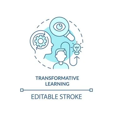 Thin line blue icon transformative learning concept Stock Illustration