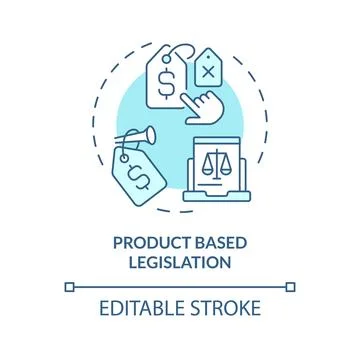 Thin line blue product based legislation icon concept Illustrazione stock