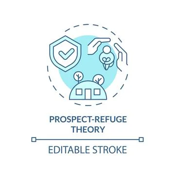 Thin line blue prospect refuge theory icon concept Stock Illustration