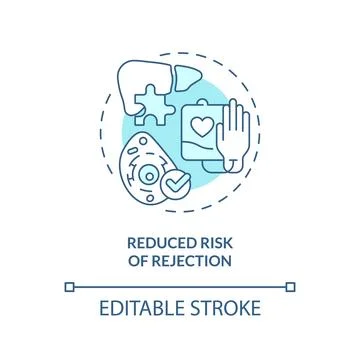 Thin line blue reduced risk of rejection icon concept Ilustração Stock