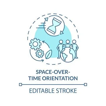 Thin line blue space over time orientation icon concept Illustrazione stock