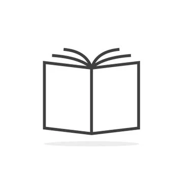 Thin line book logo with shadow Stock Illustration