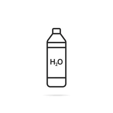 Thin line bottle icon with shadow Stock Illustration
