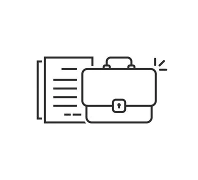 Thin line briefcase with doc like paperwork Stock Illustration