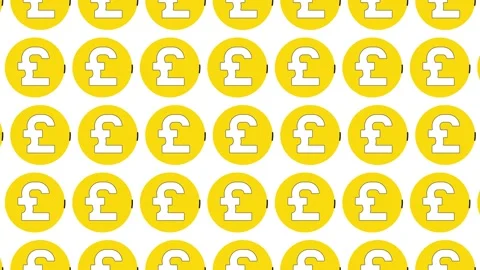 Thin line British currency Pound symbols in pattern on a white background Stock Footage 221775692