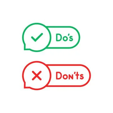 Thin line bubble like do s and don ts Illustrazione stock