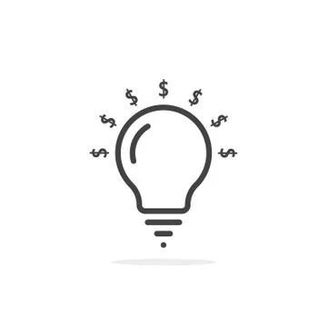 Thin line bulb with dollar sign Stock Illustration