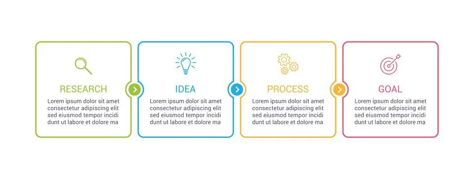 Thin line business process concept. 库存插图