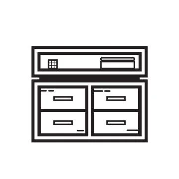 Thin line cabinet icon Stock Illustration