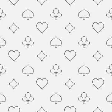 Thin line card suits pattern Stock Illustration