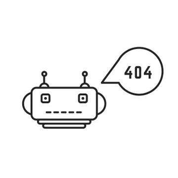 Thin line chatbot with 404 error Stock Illustration