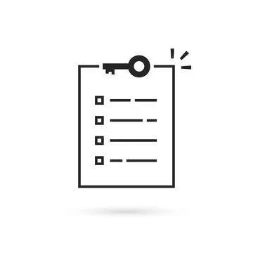 Thin line check list with key takeaway Stock Illustration