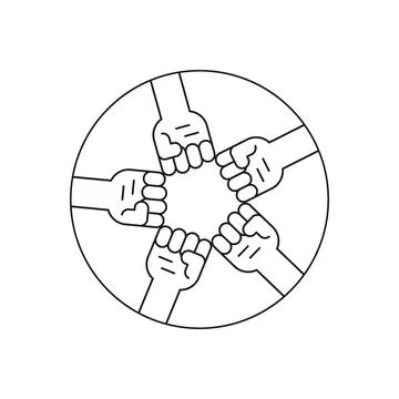 Thin line circle of friends like teamwork Stock Illustration