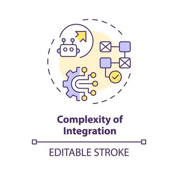 Thin line colorful complexity of integration icon concept Stock Illustration