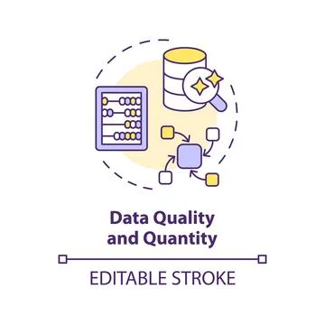 Thin line colorful data quality and quantity icon concept Stock Illustration