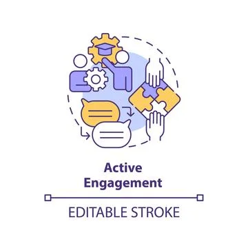 Thin line colorful icon active engagement concept 스톡 일러스트