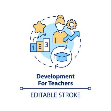Thin line colorful icon development for teachers concept Stock Illustration