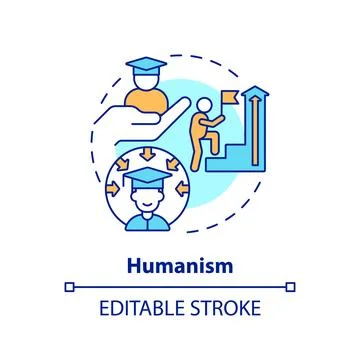Thin line colorful icon humanism concept Stock Illustration
