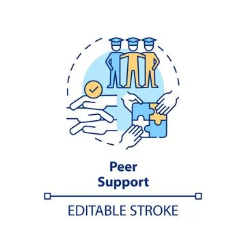 Thin line colorful icon peer support concept Stock Illustration