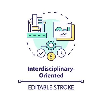 Thin line colorful interdisciplinary oriented icon concept 스톡 일러스트
