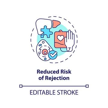 Thin line colorful reduced risk of rejection icon concept Ilustração Stock