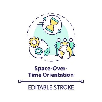 Thin line colorful space over time orientation icon concept Illustrazione stock