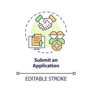 Thin line colorful submit an application icon concept Stock Illustration