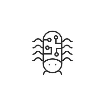 Thin line computer bug icon 스톡 일러스트