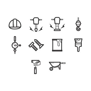 Thin line construction icon set Stock Illustration