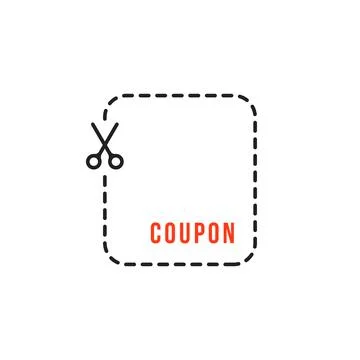 Thin line coupon with simple scissors 库存插图