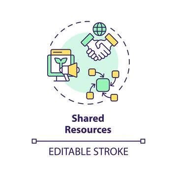 Thin line creative colorful shared resources icon concept イラスト素材