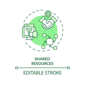 Thin line creative green shared resources icon concept イラスト素材