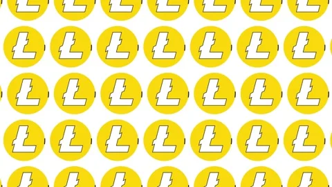 Thin line cryptocurrency Litecoin symbols in pattern on a white background Stock Footage 220158984