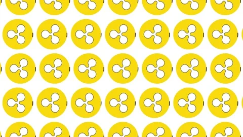 Thin line cryptocurrency Ripple  symbols in pattern on a white background Stock Footage 220159046