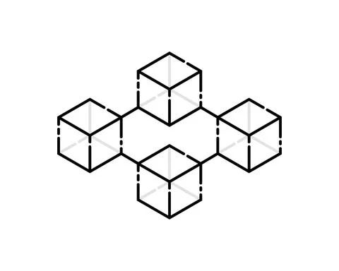 Thin line cubes like simple blockchain Stock Illustration