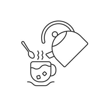 Thin line cup and teapot Stock Illustration