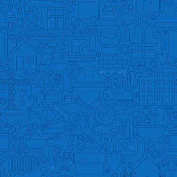 Thin Line Dark Blue Construction Seamless Pattern Stock Illustration