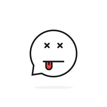 Thin line dead emoji speech bubble logo Stock Illustration