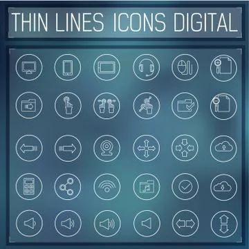Thin line digital gadget set icons concept. Vector illustration. Stock Illustration