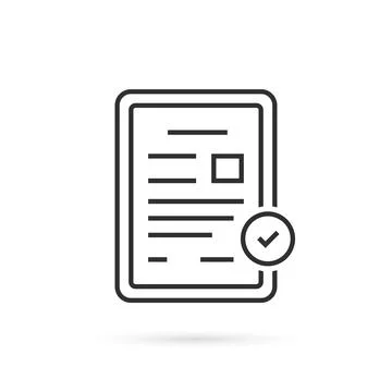 Thin line digital tablet with document Stock Illustration