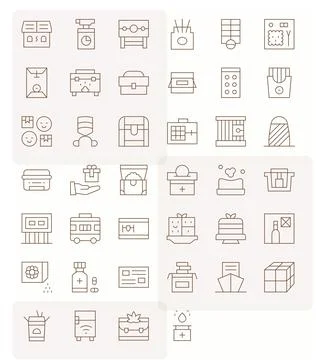 Thin Line Display Perfect Vector Icons from Box Set with 40 128x128 Icons Stock Illustration