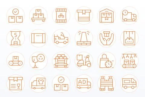 Thin Line Display Perfect Vector Icons from Shipment Set with 24 High Resol.. 库存插图