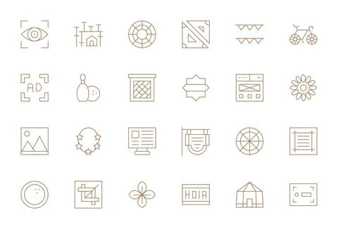 Thin Line Display Perfect Vector Icons from Frame Set with 24 High Resoluti.. Stock Illustration