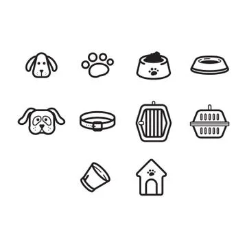 Thin line dog icon set 스톡 일러스트
