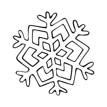 Thin line doodle snowflake. Ice crystal hand drawn. Vector of frosty pattern. Illustrazione stock
